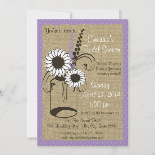 Jar Floral and Polka Dots Bridal Shower Custom Invitation