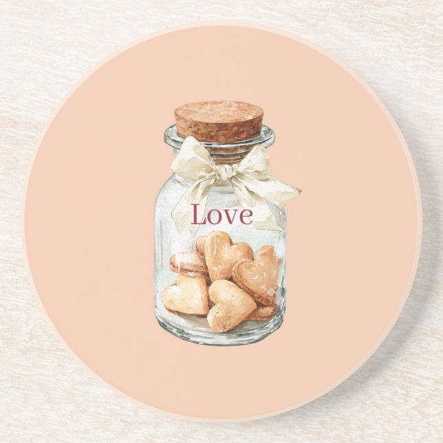 Jar Heart Cookies White Bow Coaster (Front)