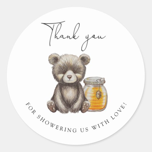 jar honey and Teddy bear thank you Classic Round Sticker