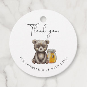 jar honey and Teddy bear thank you Favor Tags