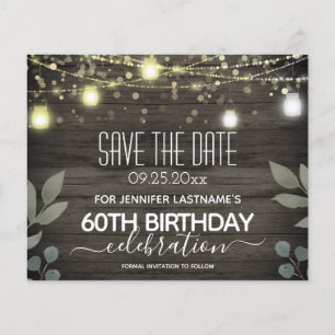 Jar Light 60th Birthday Save the Date Budget