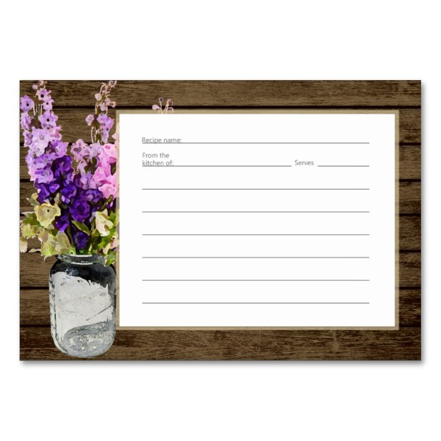 Jar of Delpheniums Rustic Recipe Card (Front)