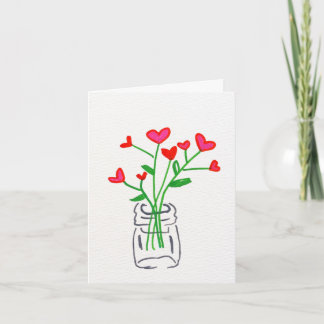 Jar of Flower Hearts Valentine's Day Card