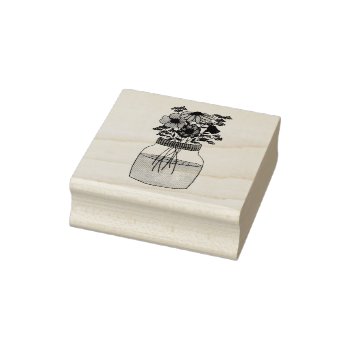 Jar Of Flowers Rubber Stamp by Doodlepants at Zazzle