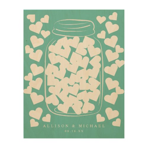 Jar of Hearts Alternative Guest Book Signing Board Wood Wall Art