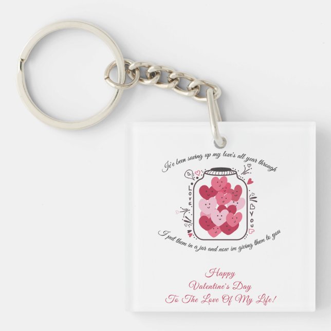 Jar Of Love Valentines Day Badge Keychain (Front)