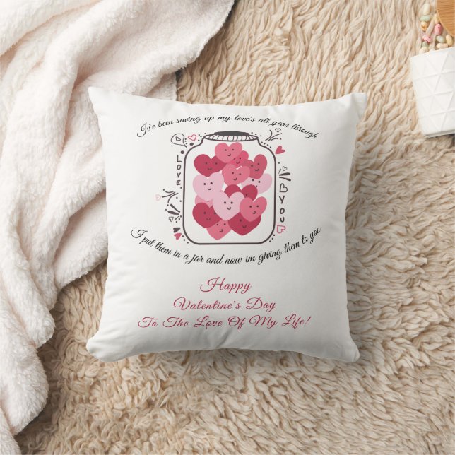 Jar Of Love Valentines Day Throw Pillow (Blanket)