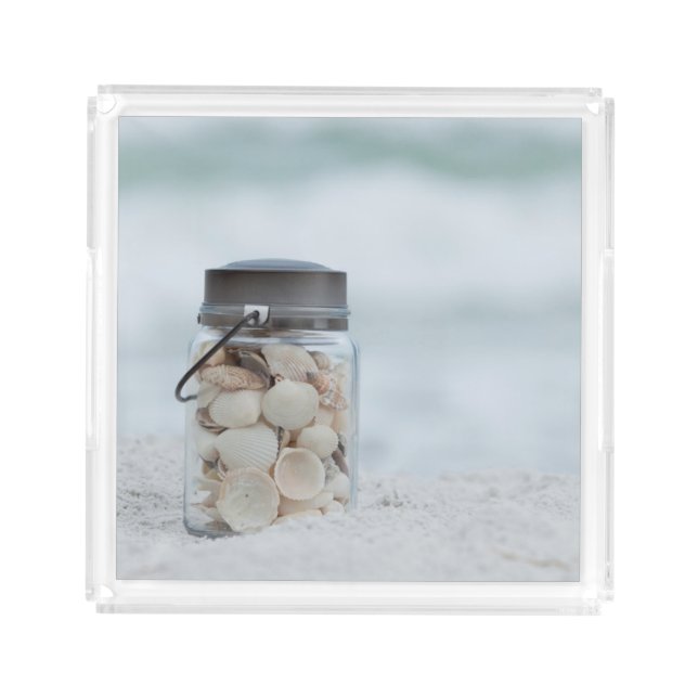 Jar Of Seashells On The Beach | Florida Acrylic Tray (Front)