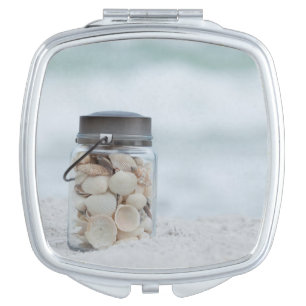 Jar Of Seashells On The Beach   Florida Compact Mirror