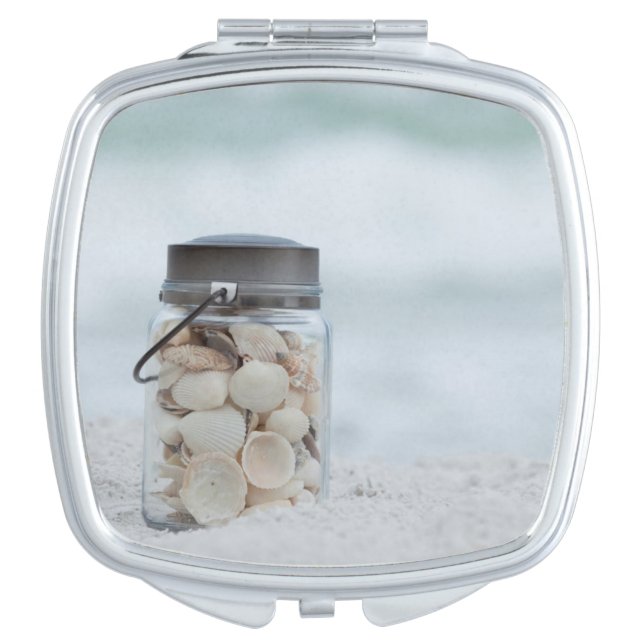 Jar Of Seashells On The Beach | Florida Compact Mirror (Front)