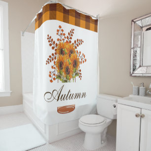 Jar of sunflowers shower curtain