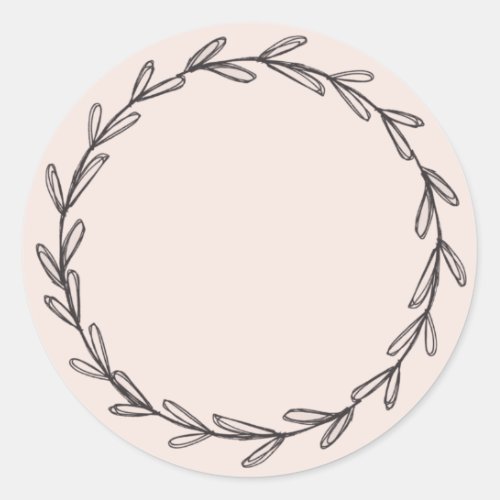 Jar Spice Blank Hand Drawn Wreath Blush Pink Classic Round Sticker