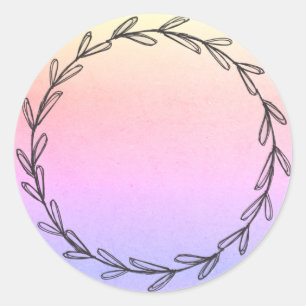 Jar/ Spice Rainbow Blank Hand Drawn Wreath Classic Round Sticker