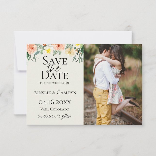 Jardin De Fleurs Photo Save The Date Announcement (Front)