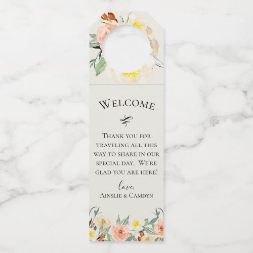 Jardin De Fleurs Welcome Bottle Hanger Tags