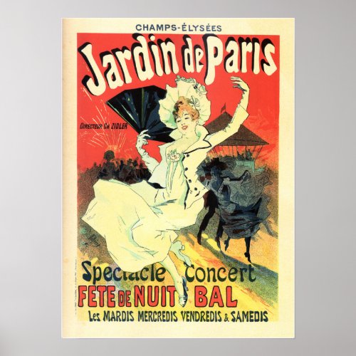 JARDIN DE PARIS Concert Theater Jules Cheret Paris Poster