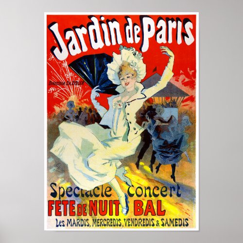 Jardin de Paris France Vintage Poster Restored