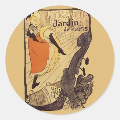 Jardin de Paris _ Toulouse_Lautrec Classic Round Sticker