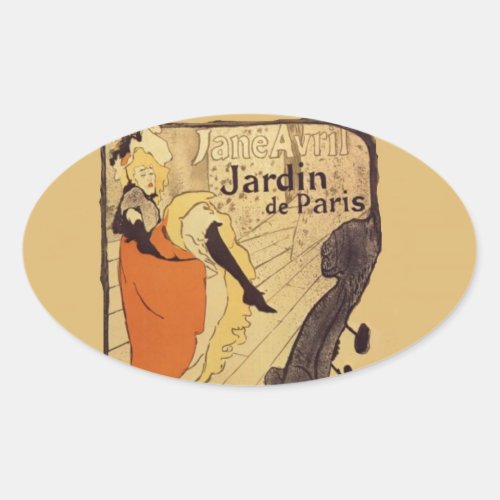 Jardin de Paris _ Toulouse_Lautrec Oval Sticker