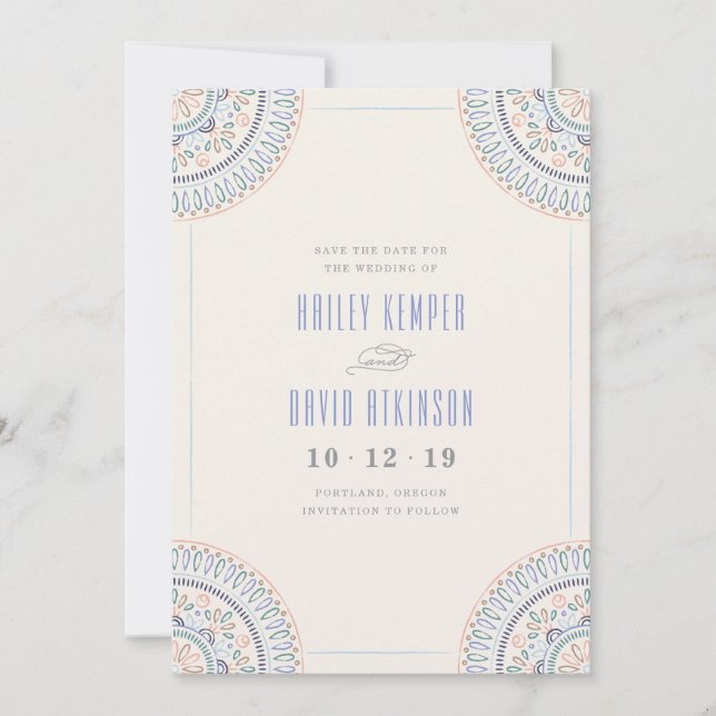 Jardin Mandala Save the Date Card - Cornflower (Front)