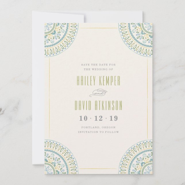 Jardin Mandala Save the Date Card - Lime (Front)