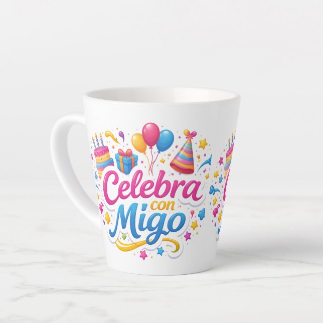 Jarra Personalizada “Celebra Conmigo” | Ideal para Latte Mug (Left Angle)