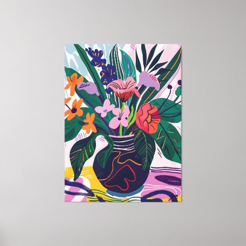Jarrn con Flores Favista Art in Matisse Style Canvas Print