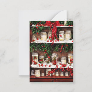 Jars and berries budget mini Christmas Note Card