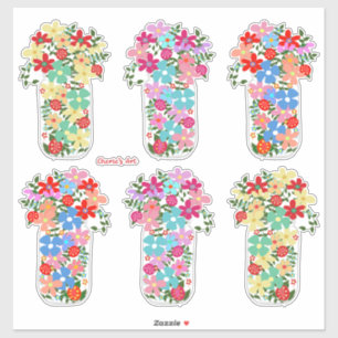 Jars Full of Flowers Sticker