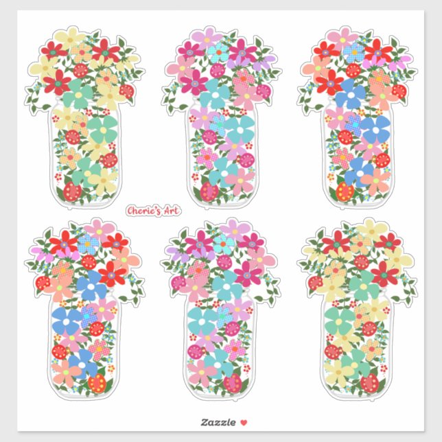 Jars Full of Flowers Sticker (Sheet)