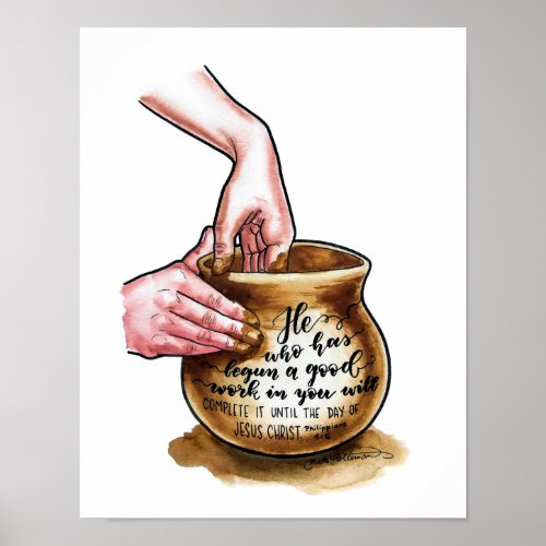 Jars of Clay _ Potter throwing a vase _ watercolor Poster