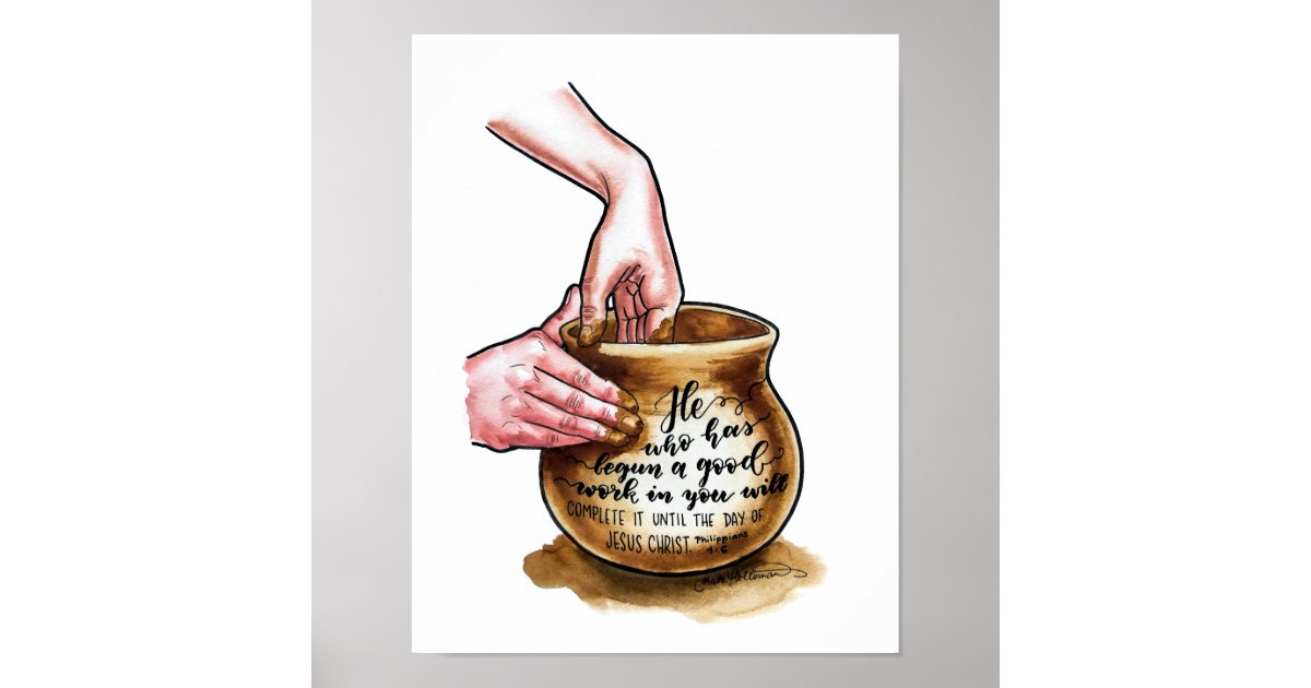 Jars of Clay - Potter throwing a vase - watercolor Poster | Zazzle