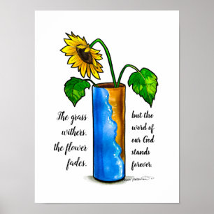 Jars of Clay - Sunflower in vase - watercolor art Poster