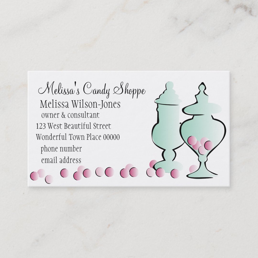 Jars with Pink Candy Business Card | Zazzle