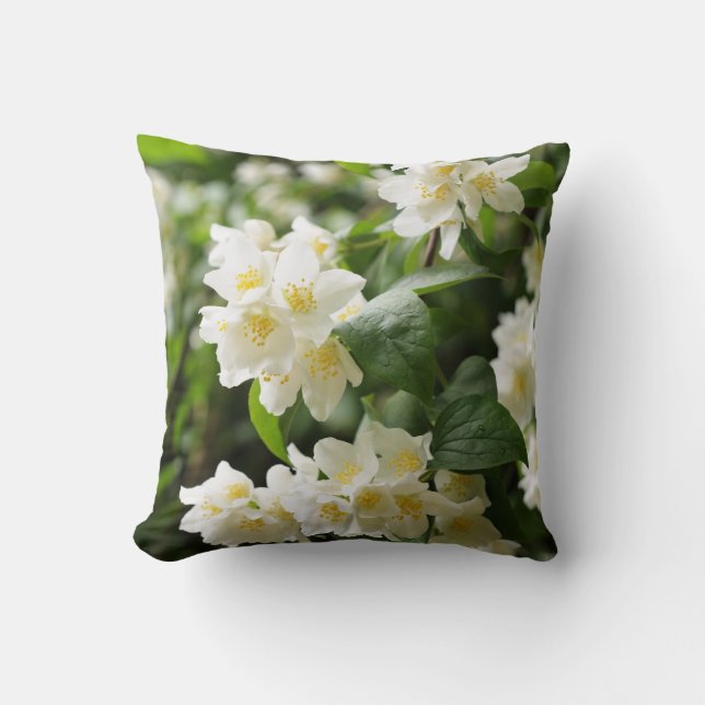Jasmin tree in garden throw pillow (Front)