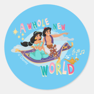 Jasmine & Aladdin Carpet Ride   A Whole New World Classic Round Sticker