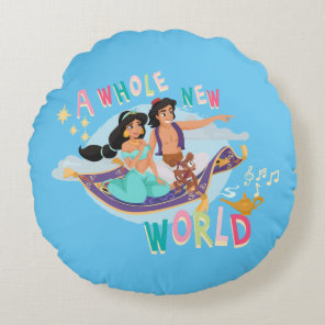 Jasmine & Aladdin Carpet Ride | A Whole New World Round Pillow