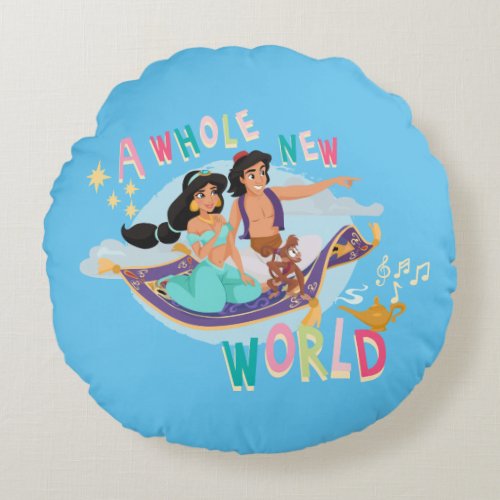 Jasmine  Aladdin Carpet Ride  A Whole New World Round Pillow