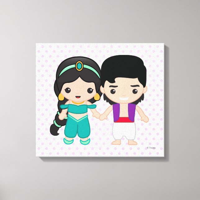 Jasmine and Aladdin Emoji 4 Canvas Print (Front)