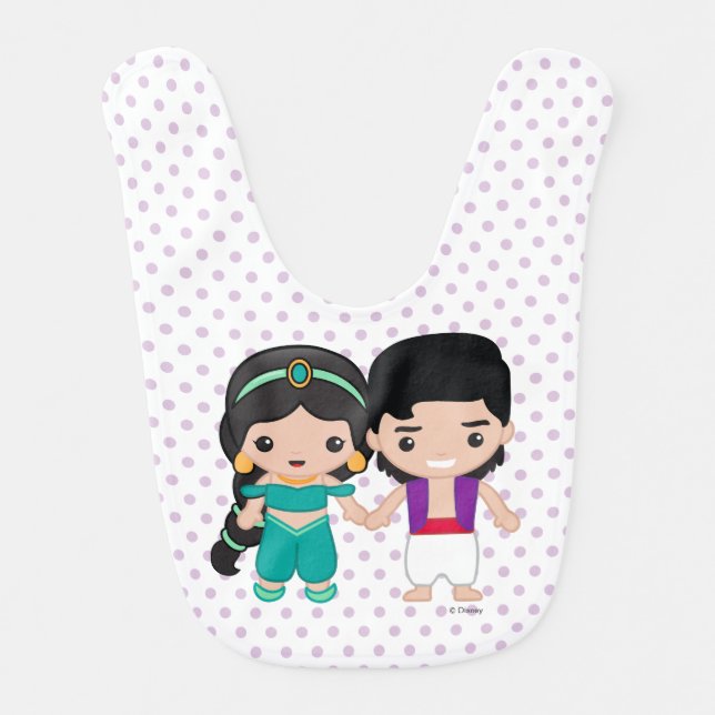 Jasmine and Aladdin Emoji Bib (Front)