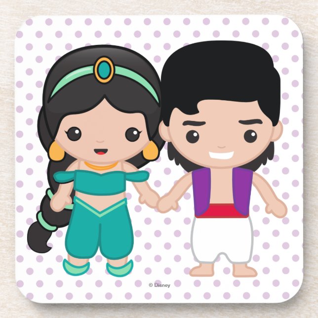 Jasmine and Aladdin Emoji Coaster (Front)