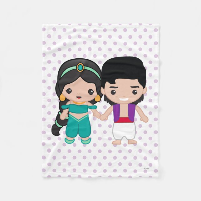 Jasmine and Aladdin Emoji Fleece Blanket (Front)