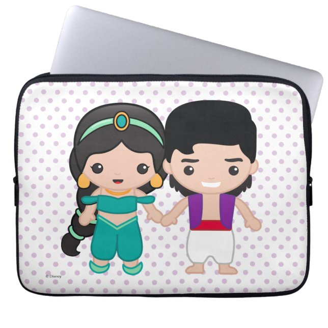 Jasmine and Aladdin Emoji Laptop Sleeve (Front)