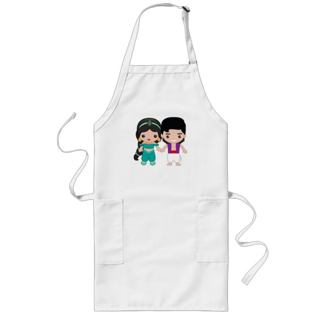 Jasmine and Aladdin Emoji Long Apron (Front)