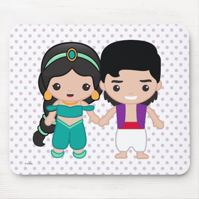 Jasmine and Aladdin Emoji Mouse Pad (Front)