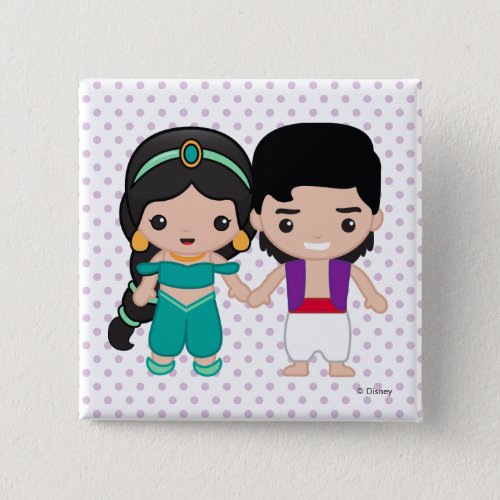 Jasmine and Aladdin Emoji Pinback Button