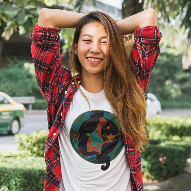 Jasmine and the Lamp Decorative Badge T-Shirt (Person wearing shirt)