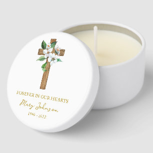 Jasmine Cross Funeral Mini Candle Favors