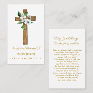 Jasmine Cross Memorial Funeral Prayer Card