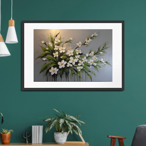 Jasmine flower landscape  framed art